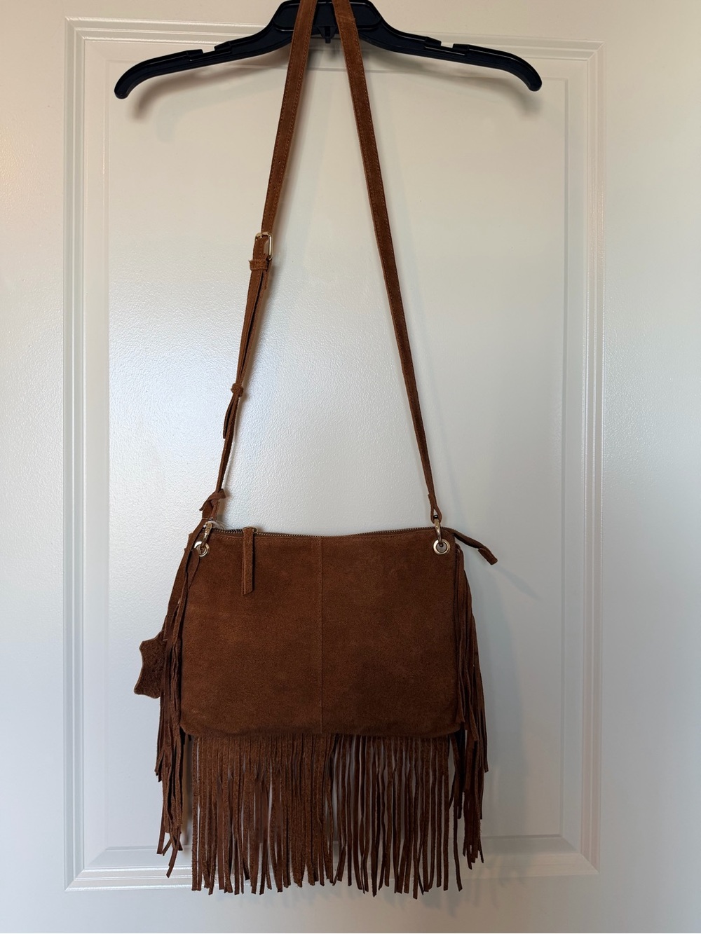 Haute Hippie Suede Fringe Crossbody Bag Brown New With Tags NWT - Picture 4 of 11
